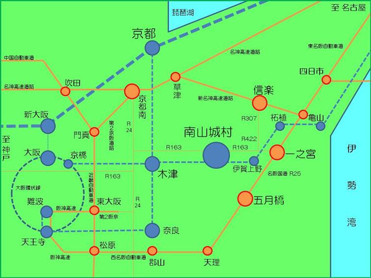 南山城村のアクセスマップの