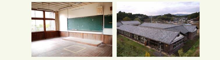 旧田山小学校「は・ど・る」の中と外観の写真